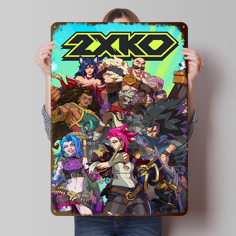 Retro Poster Gaming - 2XKO 格闘ゲームアートブリキポスター カスタマイズされたウォールアート ヴィンテージメタルサイン レトロブリキプレート マンケーブ装飾ゲーム用