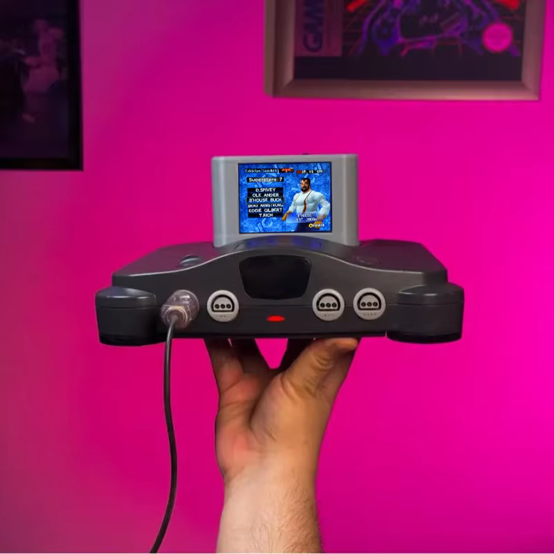 Retro Gaming Accessories - Pico N64カートレトロゲームカートリッジ、画面配線付きn64 3.5インチLCDミニスクリーン、機械改造不要で対応