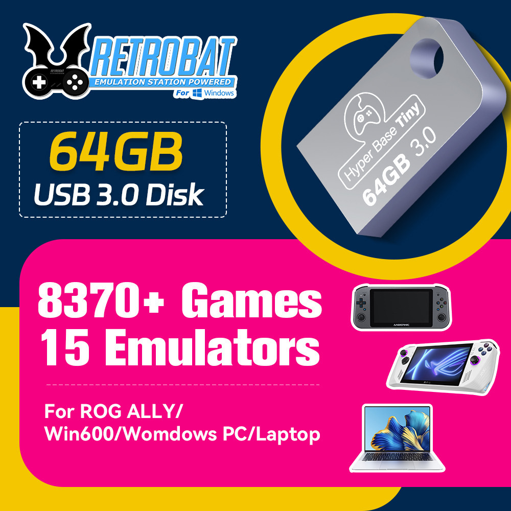 Retro Gaming N64 - JMachen 64GB ポータブルUSB 3.0 ゲーム用ハードディスク。8300以上のゲームと15種類のエミュレーターを搭載。PSP/DC/N64/NES/SNES、ROG ALLY、Windows