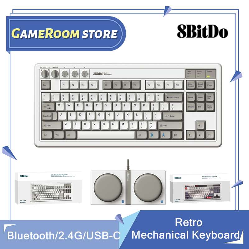 Retro Gaming Keyboard - 8ビットレトロメカニカルゲーミングキーボード,Bluetooth, 2.4g,USB-C,ホットスワップ可能,87キー,WindowsおよびAndroid用