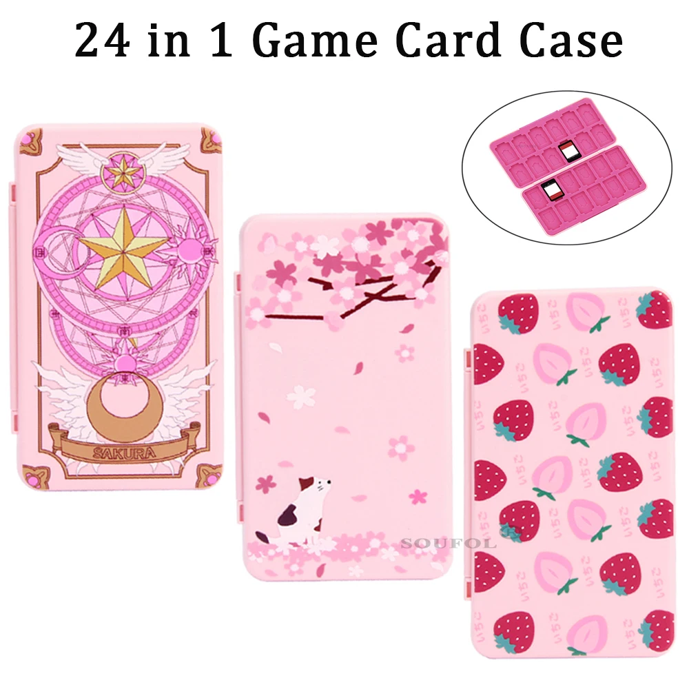 Game Cartridge Case - Nintendo Switch,oled,lite,漫画,tf,sdカード,保護カバー,アクセサリー用のかわいい磁気ゲームカード収納ケース
