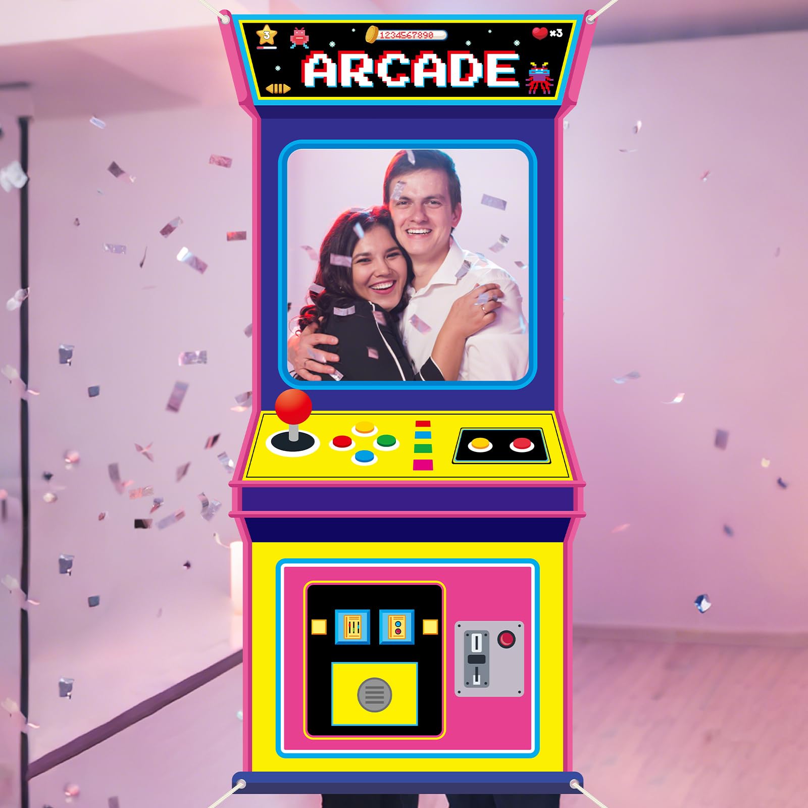 レトロビデオゲームファブリックアーケードゲーム写真背景ネオン - Background Retro Gaming のレビューと価格