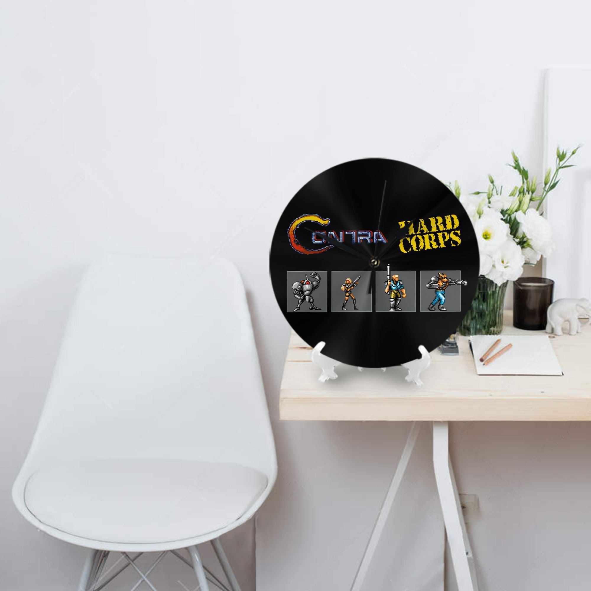 コントラハードコープスレトロゲームアートプリント壁時計部屋の - Retro Gaming Corps のレビューと価格