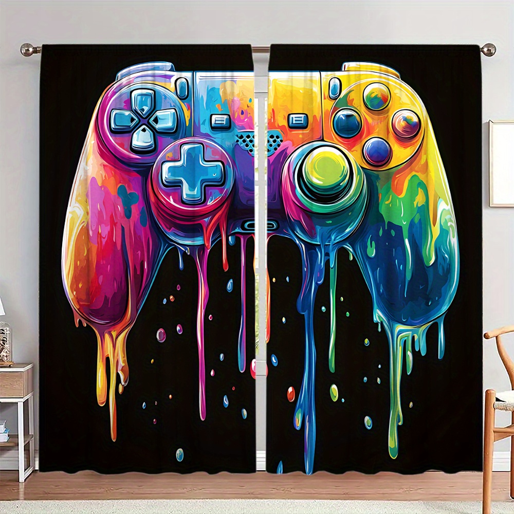 レトロゲームコントローラーカーテンポップアートカーテン黒背景 - Background Retro Gaming のレビューと価格
