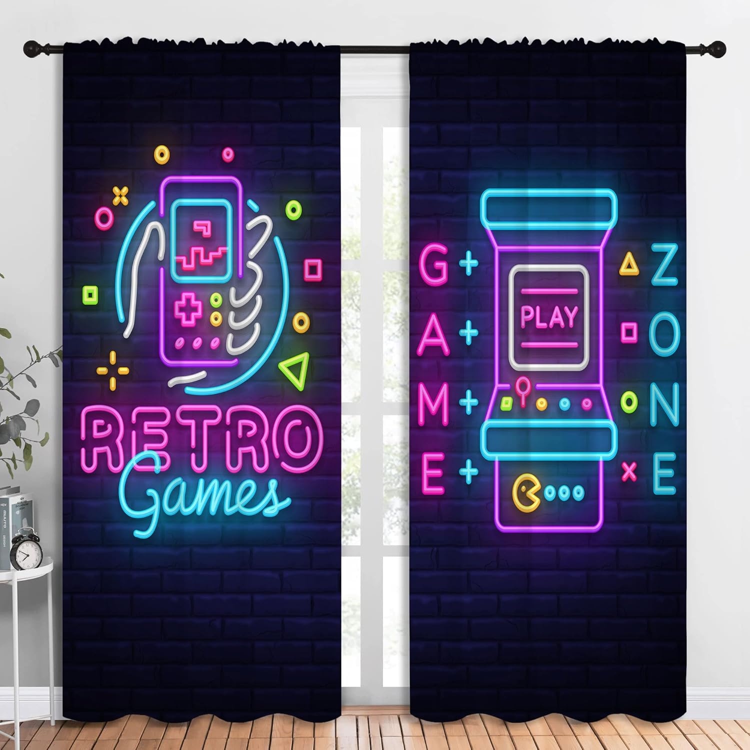 アートレトロゲームとアーケードゲームのロッドポケット遮光カー - Background Retro Gaming のレビューと価格